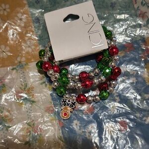 Icing Holiday Charm Bracelet Set - Red, Green, Silver